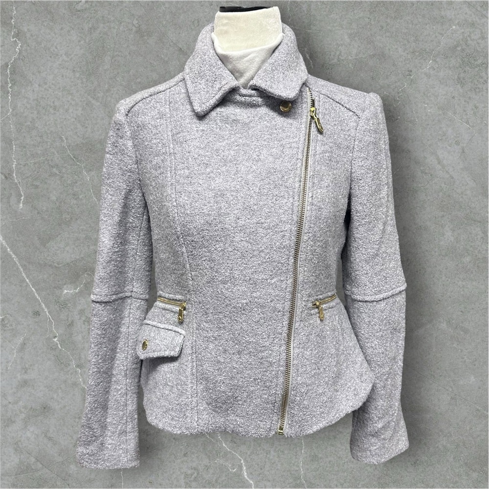 Banana Republic Grey Wool Blend Moto Jacket SP - Picture 2 of 12
